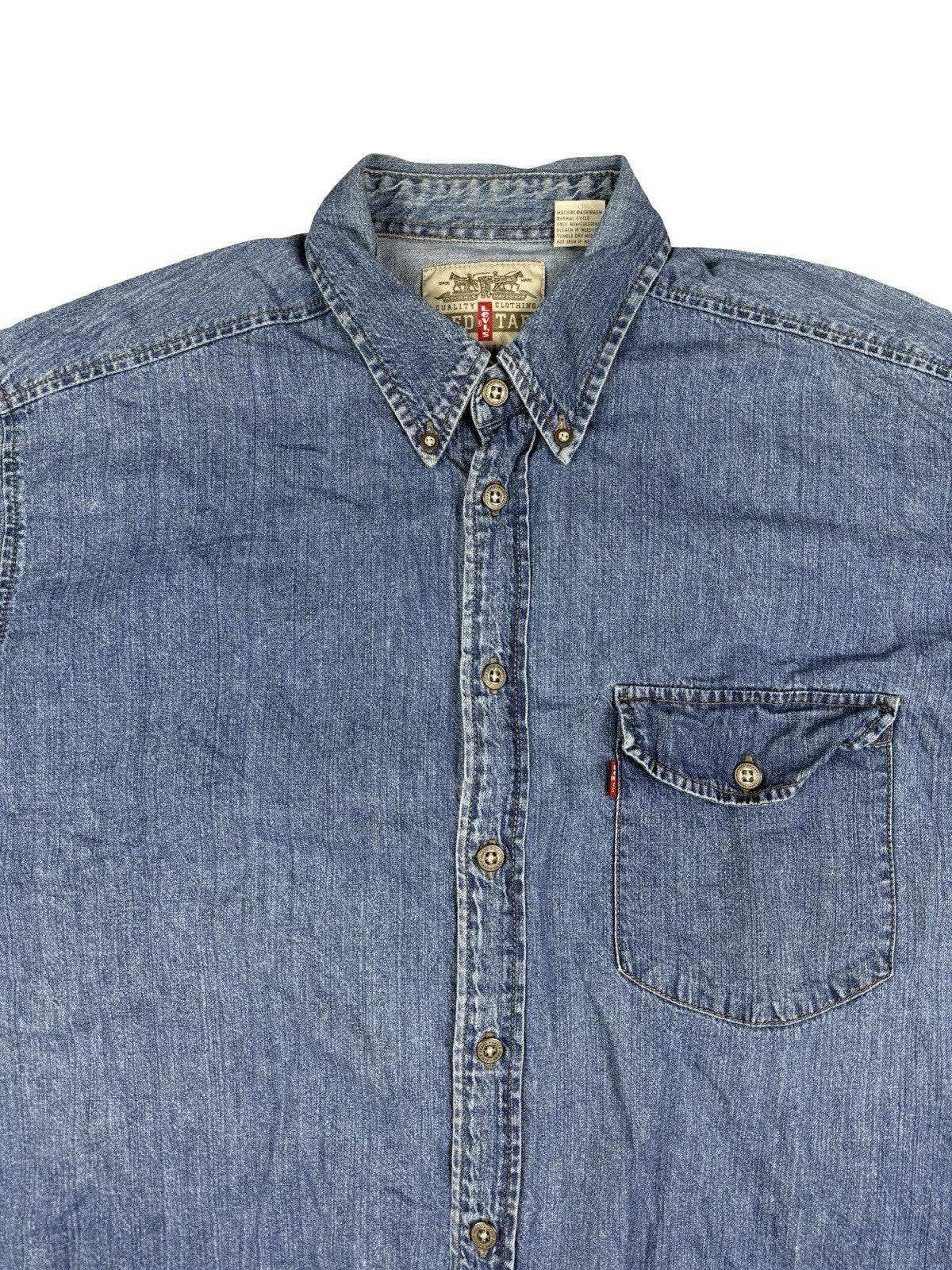 Levi's Vintage Red Tab Blue Chambray Denim Western Shirt Large