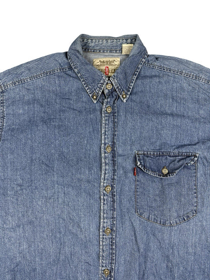 Levi's Vintage Red Tab Blue Chambray Denim Western Shirt Large