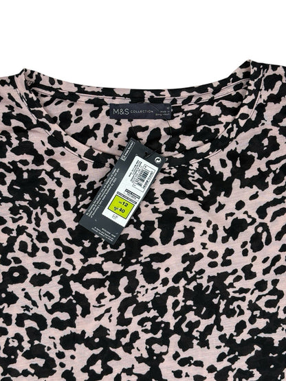 BNWT M&S Pink Leopard Print Long Sleeve Polyester Top