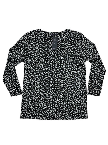 BNWT M&S Black Leopard Print Long Sleeve Polyester Top