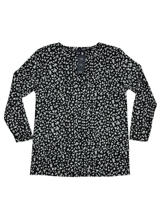 BNWT M&S Black Leopard Print Long Sleeve Polyester Top