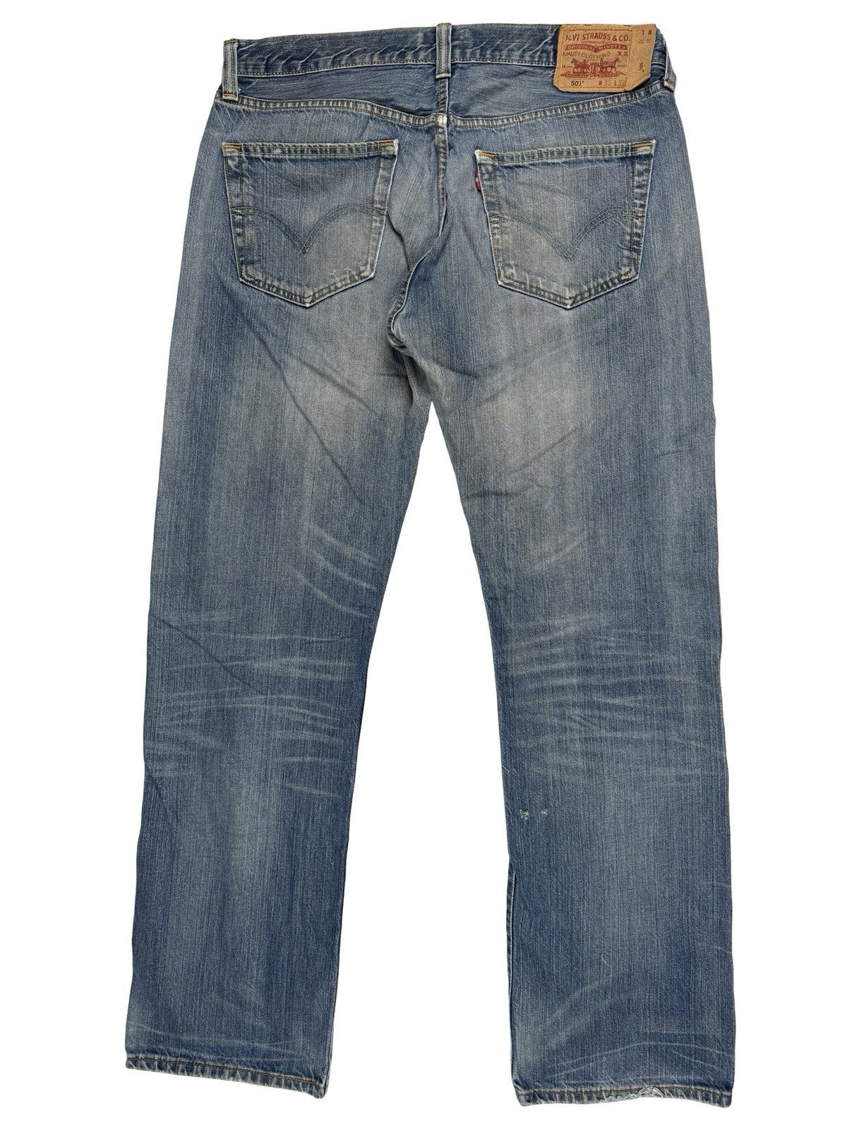 Levi's 501 Original Blue Straight Leg Button Fly Denim Jeans 36W 32L