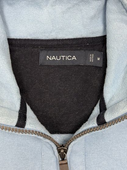 Nautica Light Blue Quarter Zip Embroidered Jumper Medium