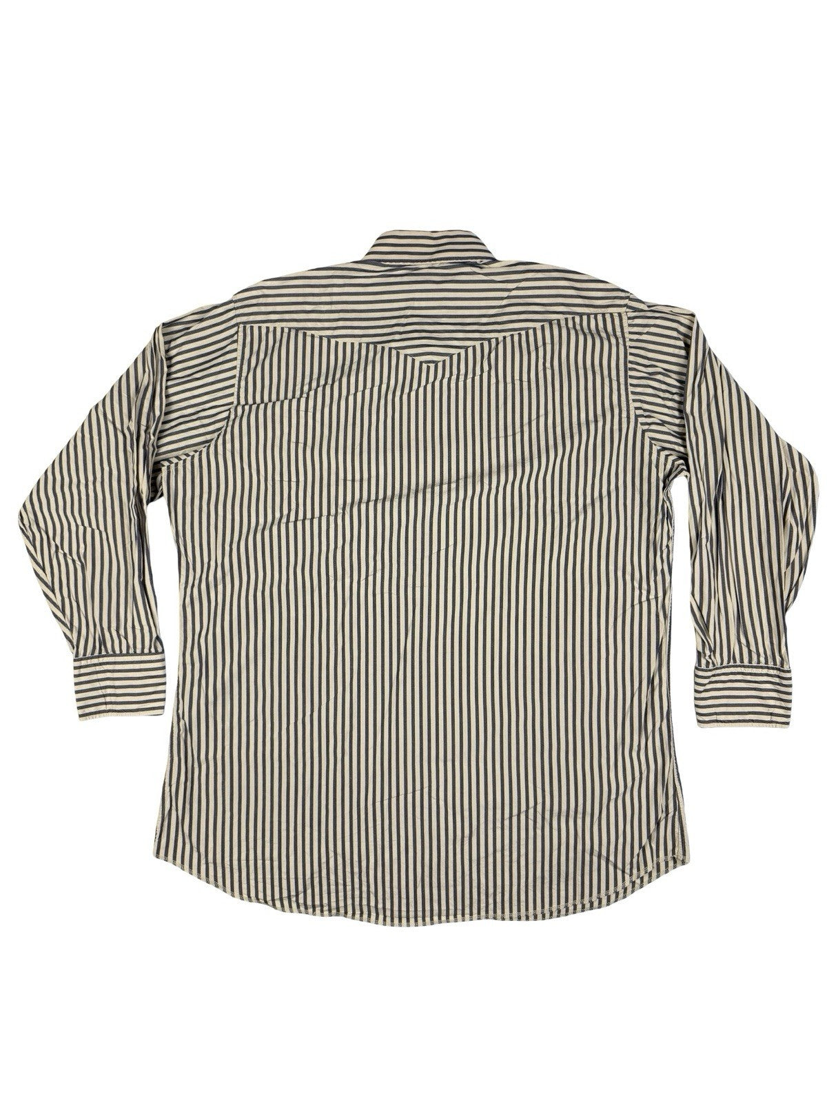 Vintage 80's Panhandle Slim Beige Striped Cotton Shirt 2XL (18x36)