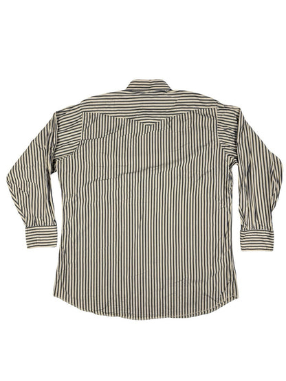 Vintage 80's Panhandle Slim Beige Striped Cotton Shirt 2XL (18x36)