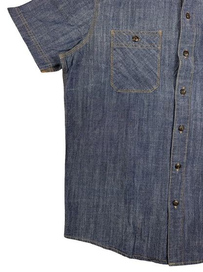 Levi's Blue Cotton Short Sleeve Chambray Shirt Medium