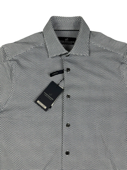 Victor Emmanuel White/Blue Stripe Pattern Stretch Shirt Small (15in Collar)