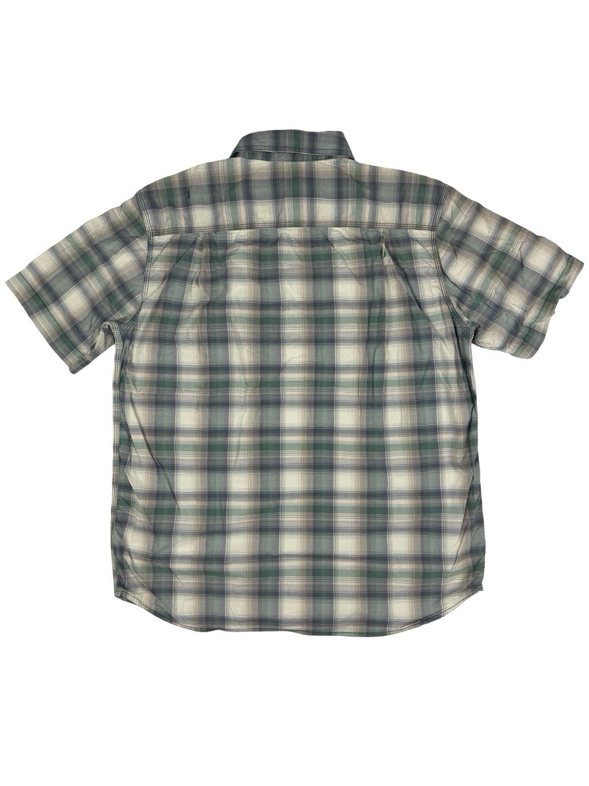 Carhartt Green Grey Plaid Short Sleeve Relaxed Fit Button Shirt Large Regular