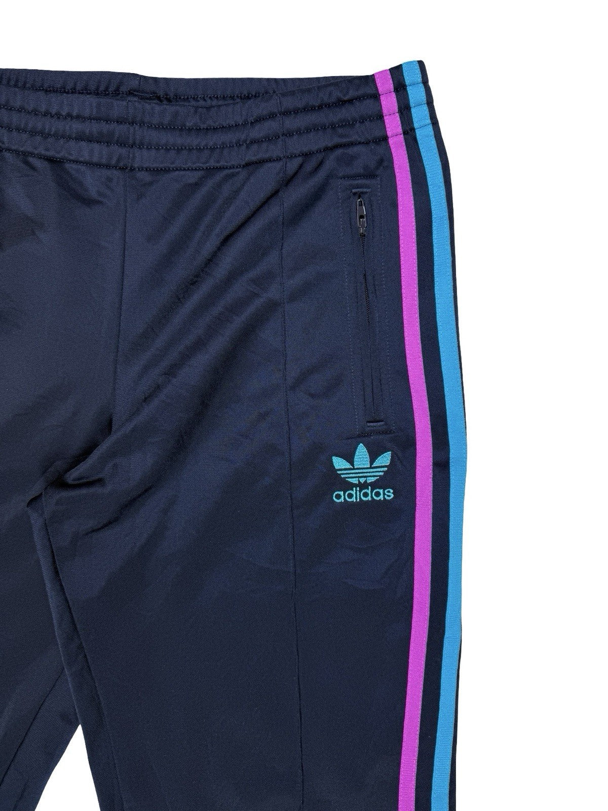 Adidas Blue Firebird 3 Stripe Trefoil Track Bottom Pant Trousers Women's Size 10