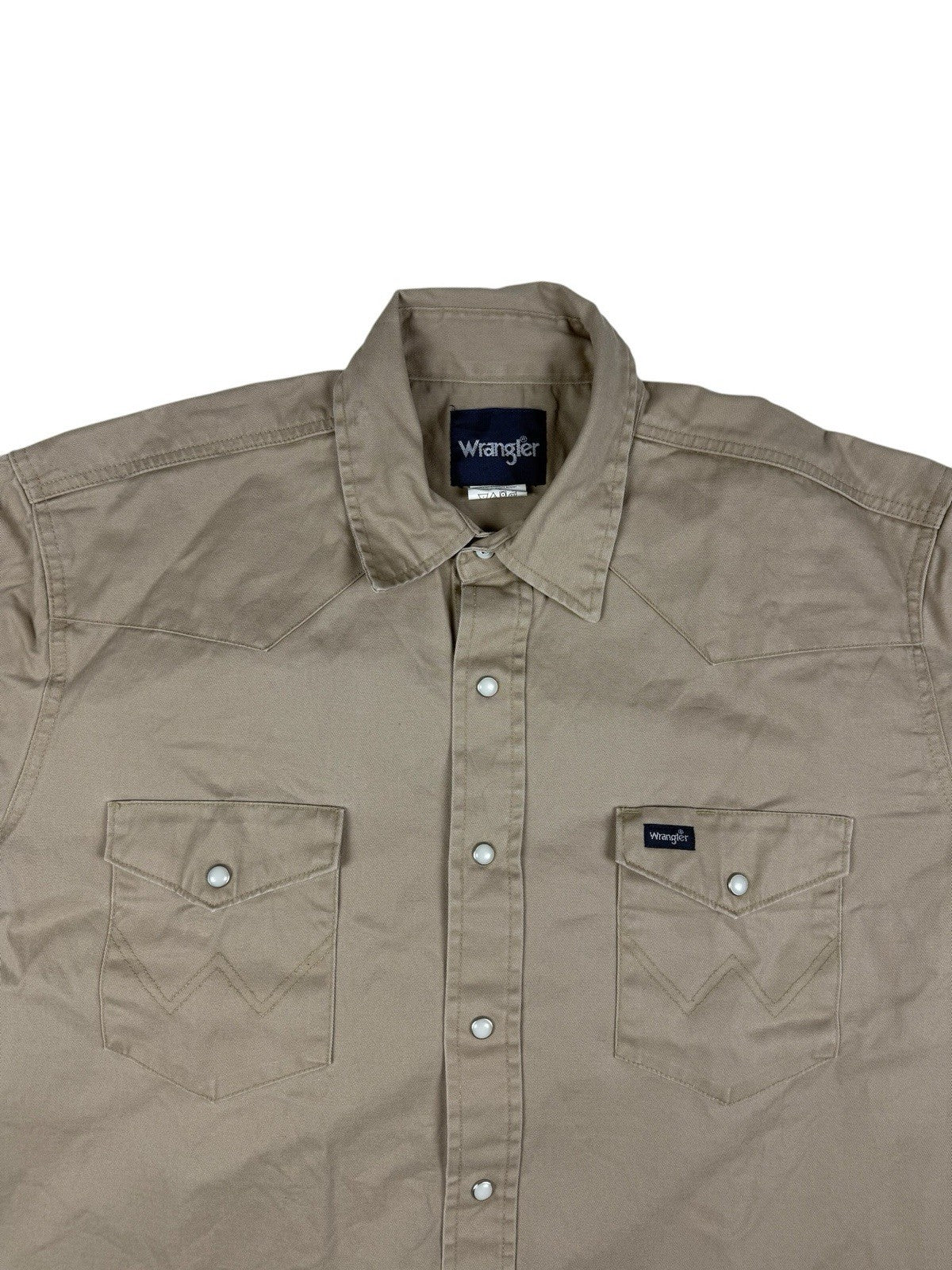 Wrangler Beige Pearl Snap Western Cowboy Shirt XL