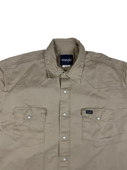 Wrangler Beige Pearl Snap Western Cowboy Shirt XL