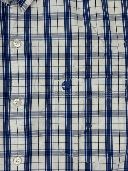 Timberland Blue Plaid Slim Fit Collared Shirt Medium