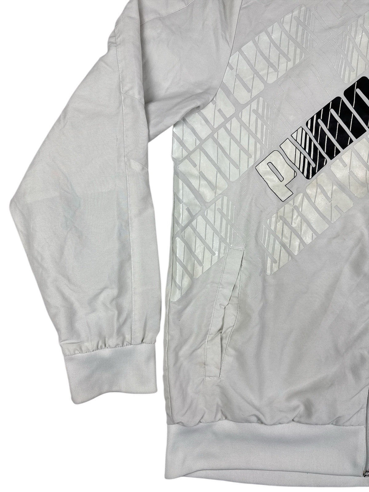 Puma Retro Lined Grey Track Jacket Large