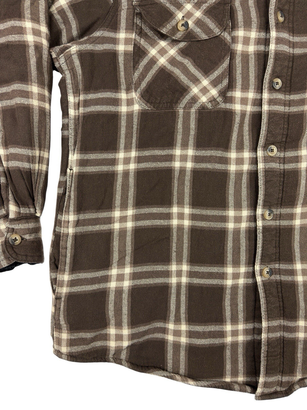 Wrangler Brown Plaid Shearling Fleece Lined Shirt Jacket Medium