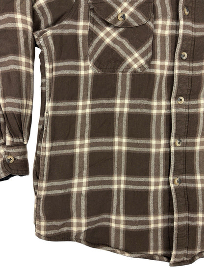 Wrangler Brown Plaid Shearling Fleece Lined Shirt Jacket Medium