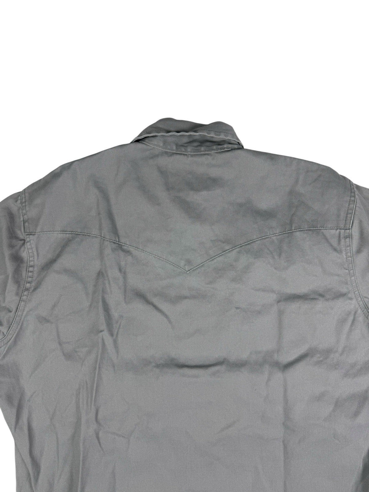 Wrangler Grey Cowboy Cut Pearl Snap Firm Twill Work Shirt Medium