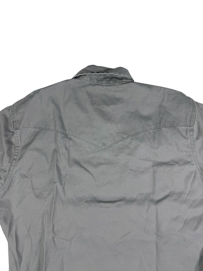 Wrangler Grey Cowboy Cut Pearl Snap Firm Twill Work Shirt Medium
