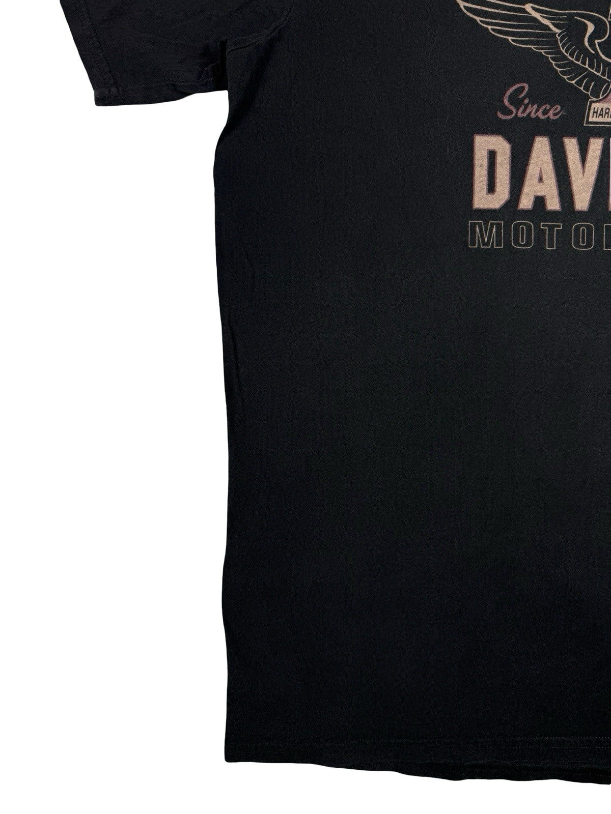 Harley Davidson Black Motorcycle Flag Print Cotton Top XL