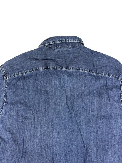 Wrangler Flex Comfort Blue Pearl Snap Western Denim Shirt Large