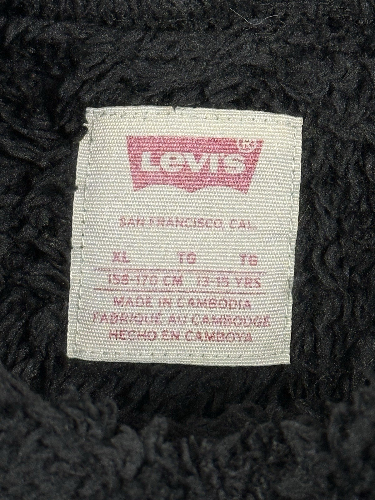 Levi's Black Fluffy Teddy Fleece Hoodie Youth XL (Age 13-15)