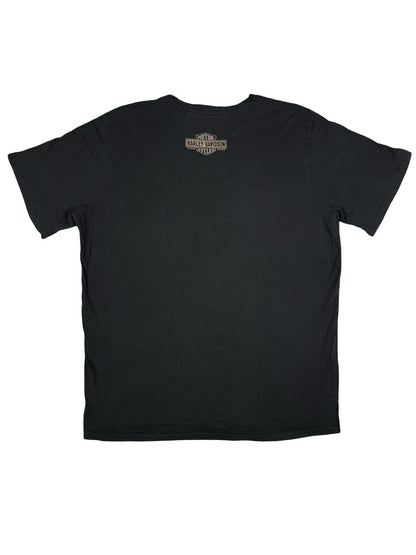 Harley Davidson Black Motorcycle Flag Print Cotton Top XL