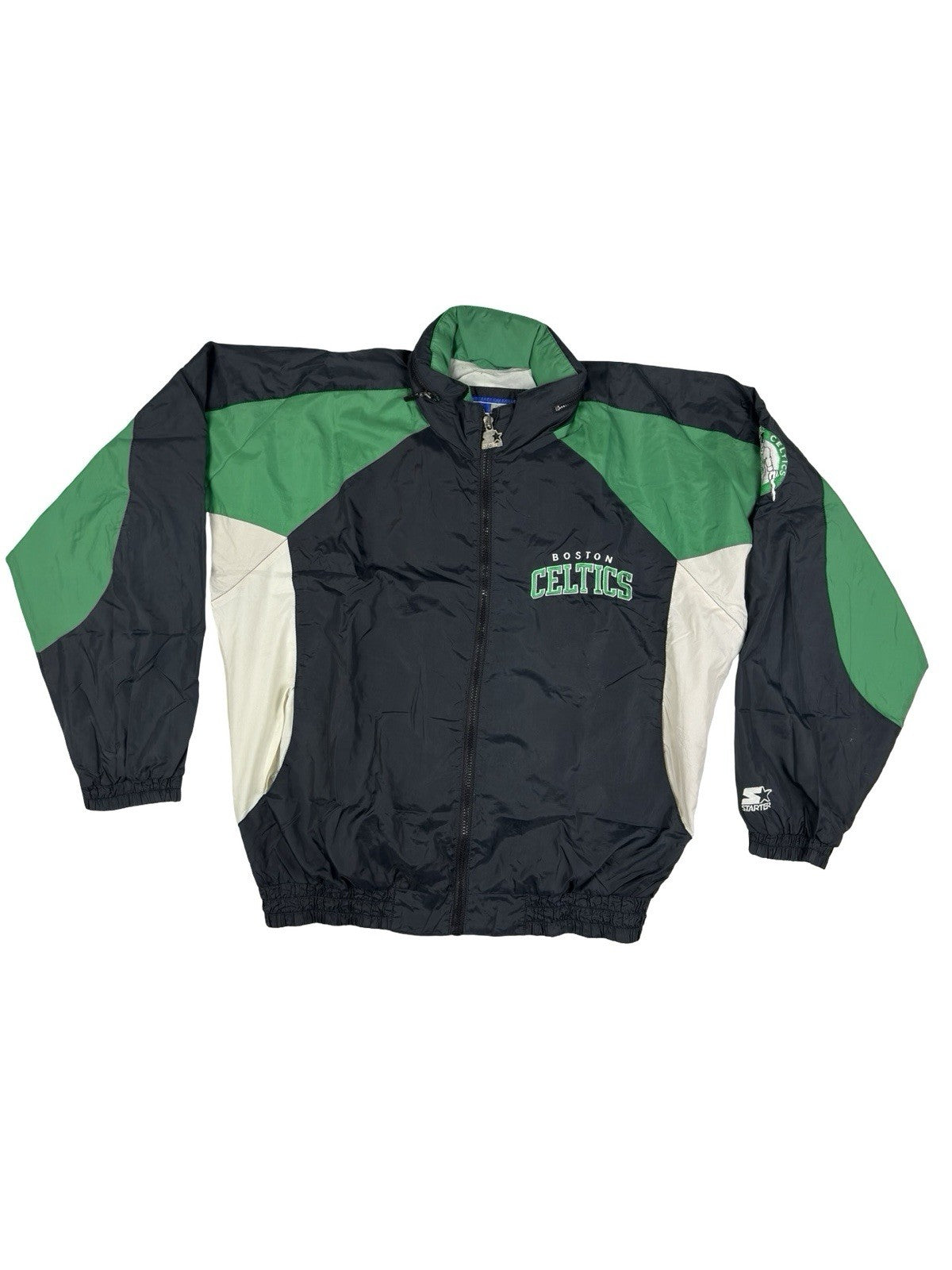 NFL Vintage Starter Boston Celtics Black Windbreaker Jacket Medium Made in Korea