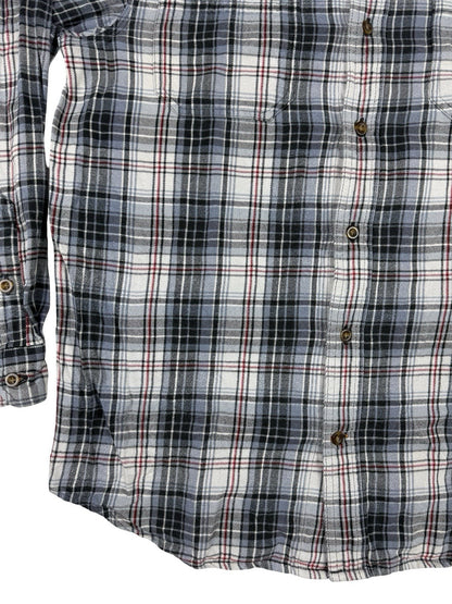 Carhartt Trumbull Grey Plaid Flannel Cotton Shirt Large Relaxed Fit Regular