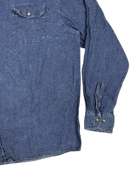 Wrangler Blue Cotton Long Sleeve Denim Shirt Large