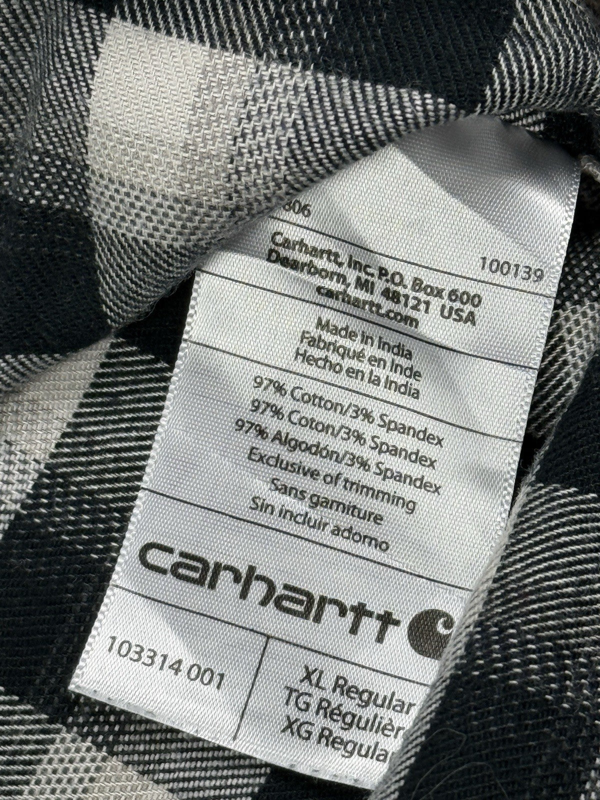 Carhartt Black Plaid Hamilton Relaxed Fit Button Shirt XL