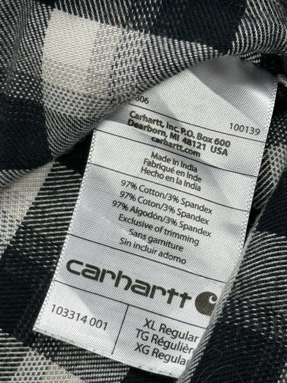 Carhartt Black Plaid Hamilton Relaxed Fit Button Shirt XL