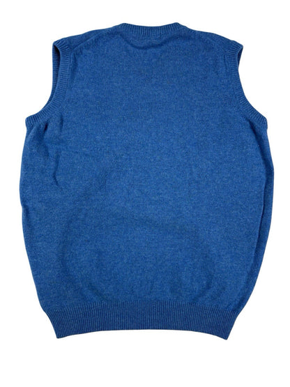 Gleneagles of Scotland Blue Wool Knit Golf Vest Medium