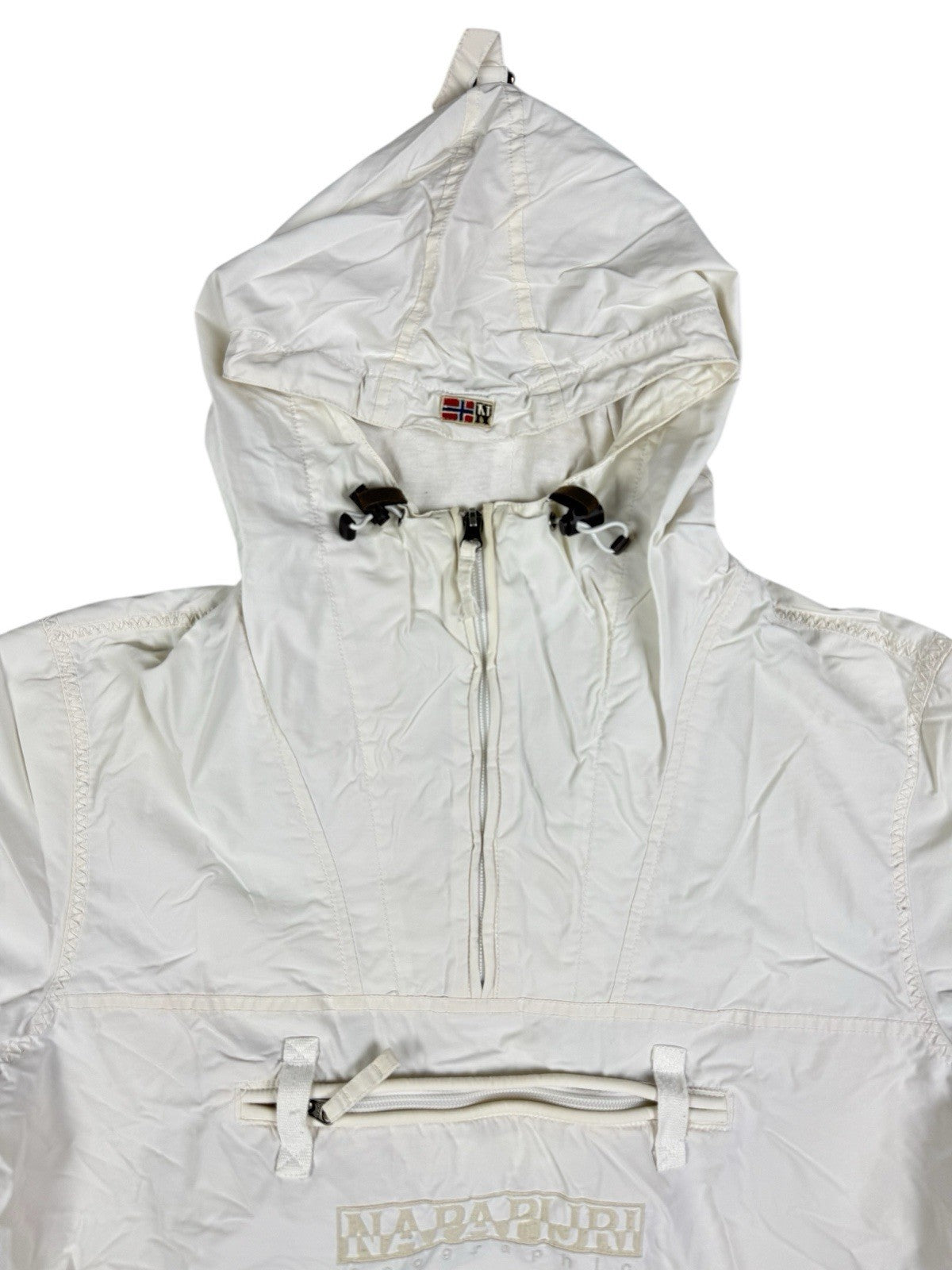 Napapijri Geographic White Retro 1/4 Zip Hooded Anorak Jacket Small