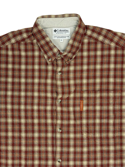 Columbia Red Check Cotton Collared Shirt 2XL