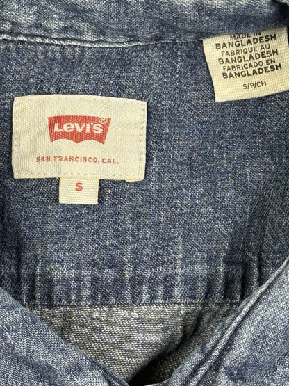 Levi's Blue Cotton Denim Button Up Shirt Small