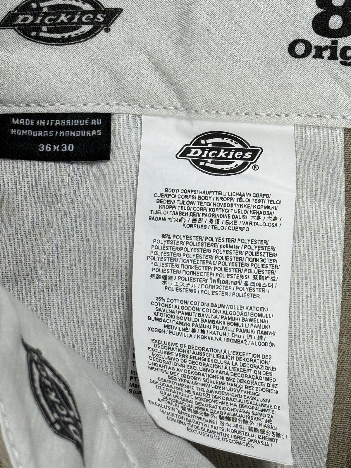 Dickies 874 Original Fit Beige Chino Trousers 36W 30L