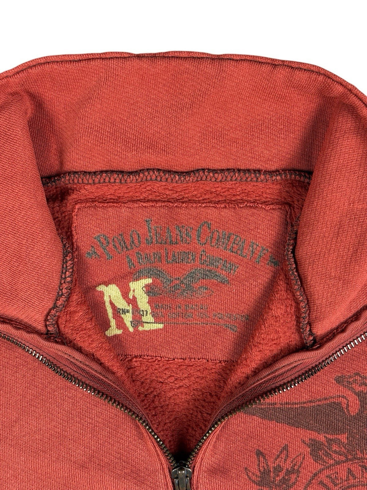 Polo Jeans Company Orange Zip Cotton Blend Jacket Medium