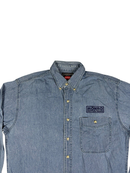 Wrangler Hero Retro Blue Denim Long Sleeve Cotton Work Shirt Medium