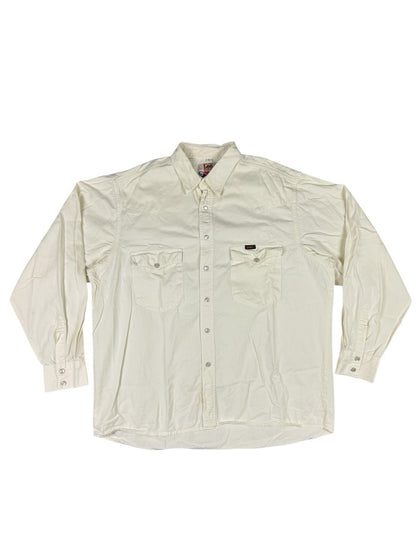 Lee Vintage 90s Off White Pearl Snap Shirt Large