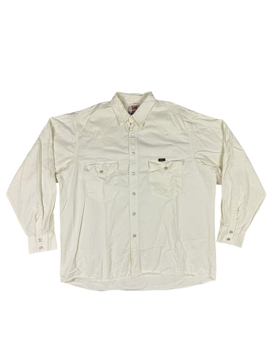 Lee Vintage 90s Off White Pearl Snap Shirt Large