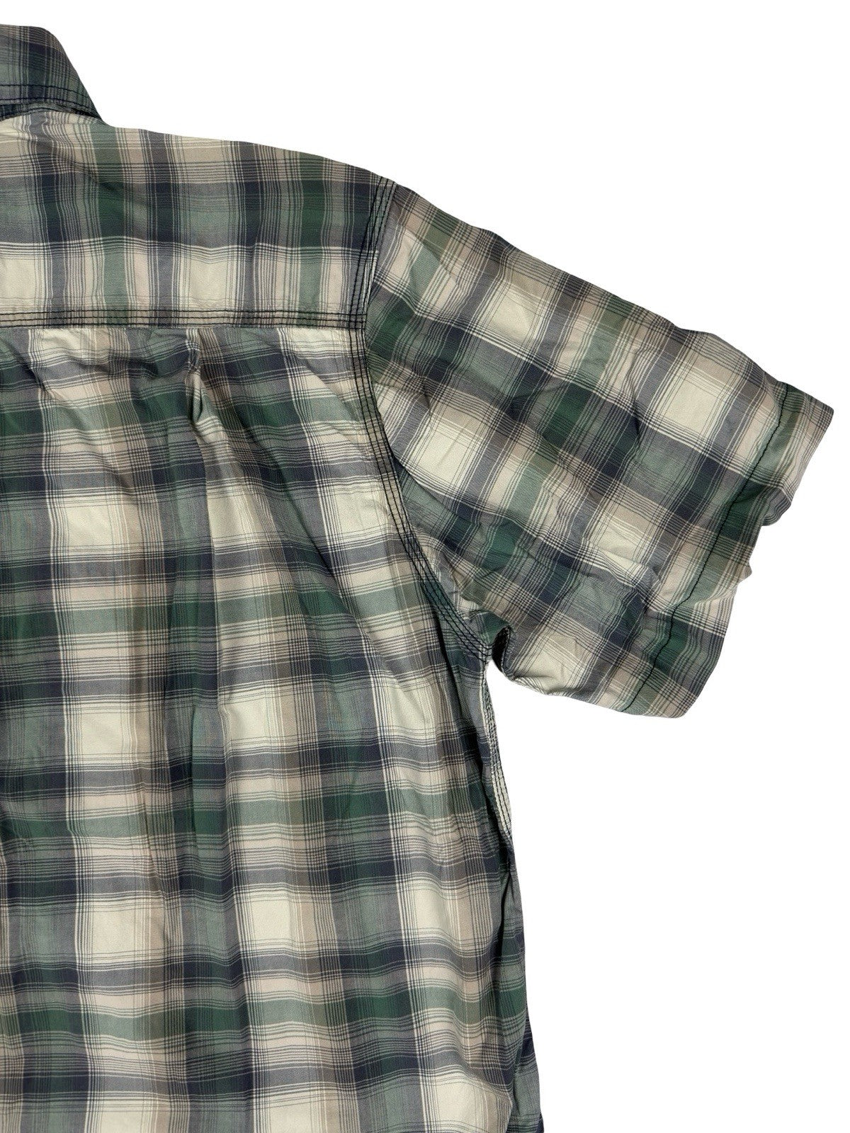 Carhartt Green Grey Plaid Short Sleeve Relaxed Fit Button Shirt Large Regular