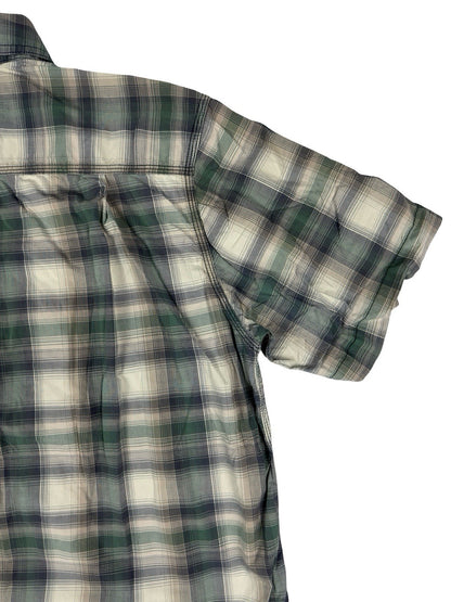 Carhartt Green Grey Plaid Short Sleeve Relaxed Fit Button Shirt Large Regular