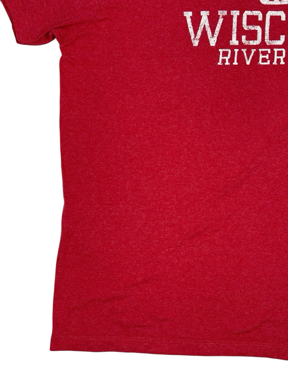University of Wisconsin Red Distressed Print American College Top T-Shirt Large