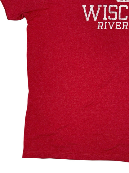 University of Wisconsin Red Distressed Print American College Top T-Shirt Large