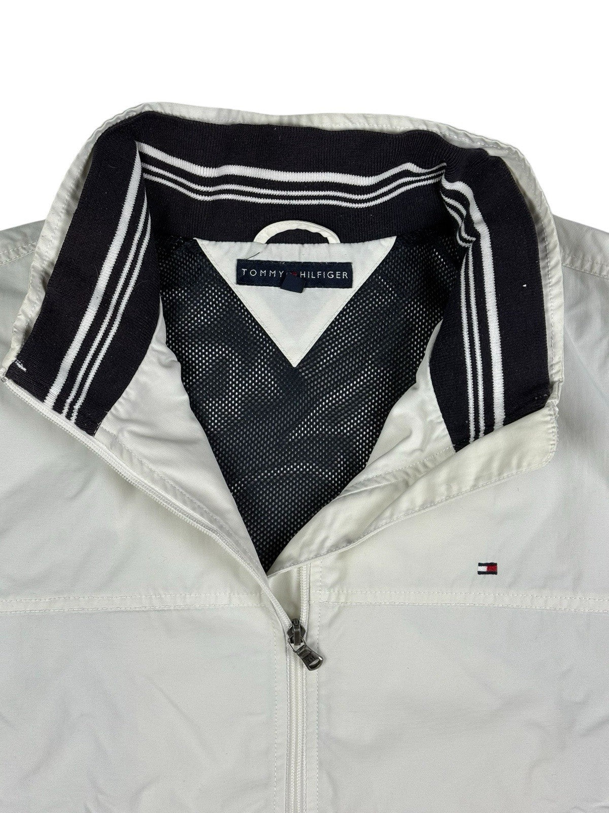 Tommy Hilfiger Retro Off White Lined Nylon Zip Jacket 2XL