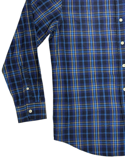 Chaps Blue Cotton Blend Plaid Collared Shirt Medium