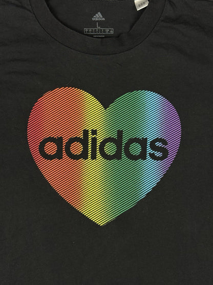 Adidas Black Pride Rainbow Heart Top Large
