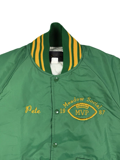 Vintage Green Insulated MVP American Football Letterman Jacket Medium