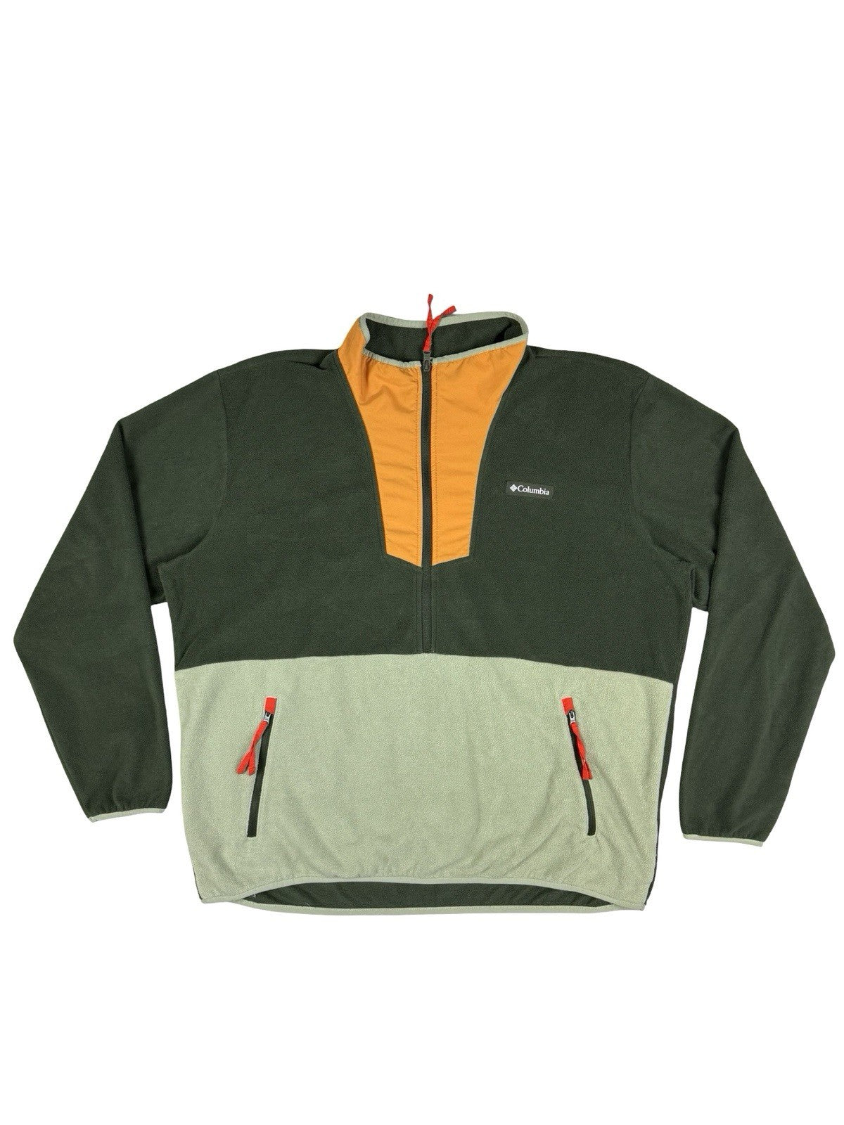 Columbia Green Colourblock Half Zip Outdoor Fleece Jumper 2XL