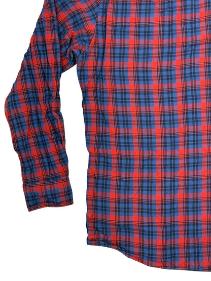 Chaps Retro Blue Plaid Cotton Collared Shirt XL