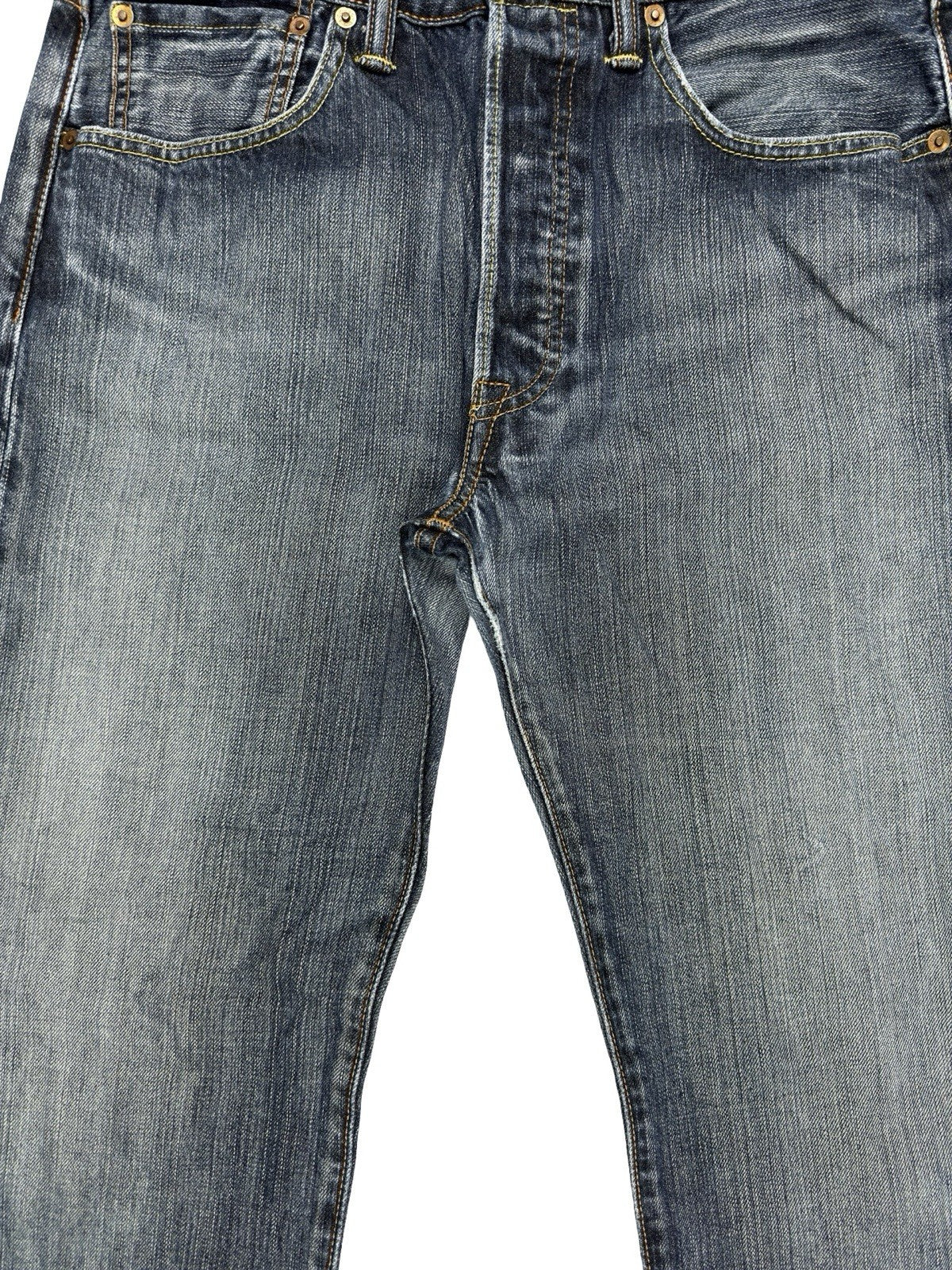 Levi's 501 Blue Straight Fit Button Fly Denim Jeans 32W 32L